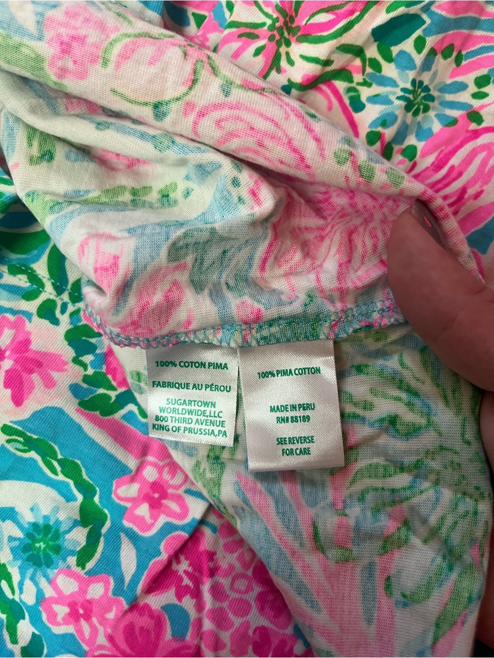 Lilly Pulitzer Floral Pink & Green Pima Cotton Newberry Tank Dress Size XXL - Picture 6 of 6